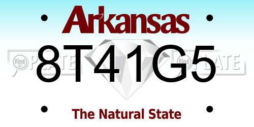 8T41G5 Arkansas License Plate