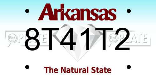 8T41T2 Arkansas License Plate