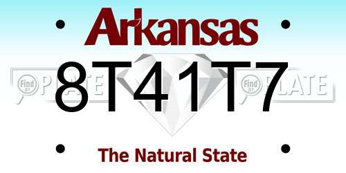 8T41T7 Arkansas License Plate