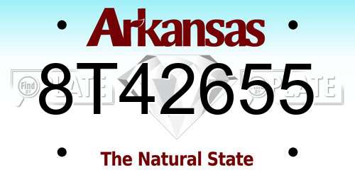 8T42655 Arkansas License Plate