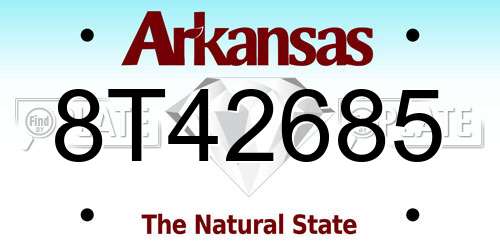 8T42685 Arkansas License Plate