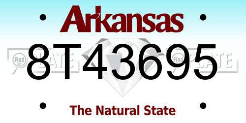 8T43695 Arkansas License Plate