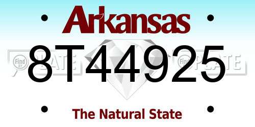 8T44925 Arkansas License Plate