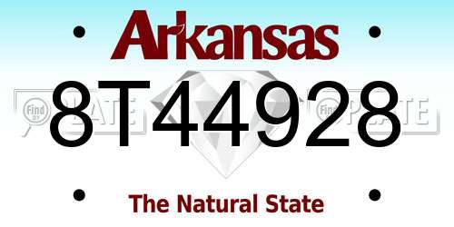 8T44928 Arkansas License Plate