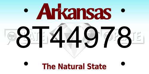 8T44978 Arkansas License Plate