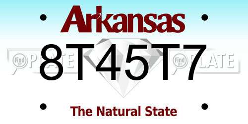 8T45T7 Arkansas License Plate