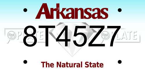 8T45Z7 Arkansas License Plate