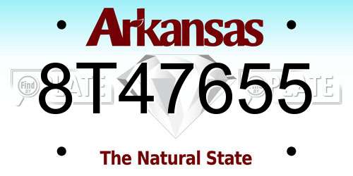 8T47655 Arkansas License Plate