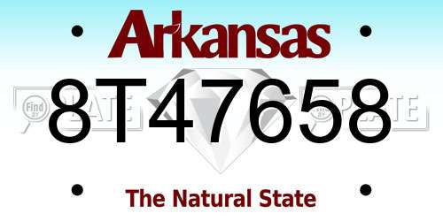 8T47658 Arkansas License Plate