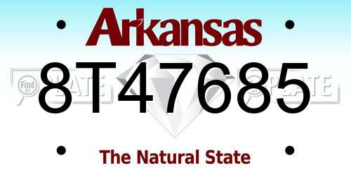 8T47685 Arkansas License Plate