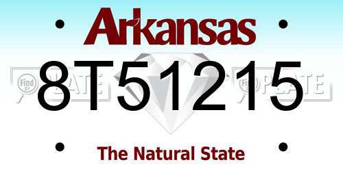 8T51215 Arkansas License Plate