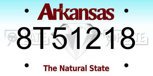8T51218 Arkansas License Plate