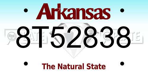 8T52838 Arkansas License Plate