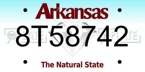 8T58742 Arkansas License Plate
