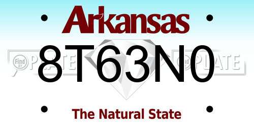 8T63N0 Arkansas License Plate