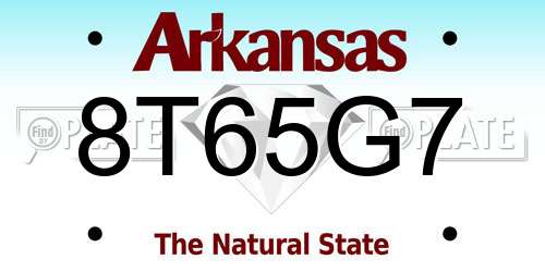 8T65G7 Arkansas License Plate