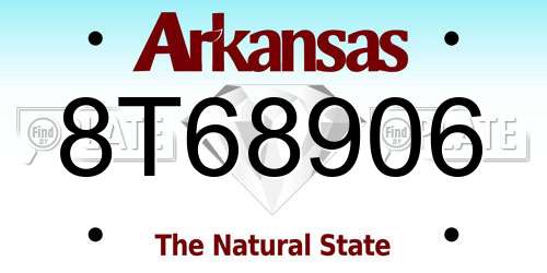 8T68906 Arkansas License Plate