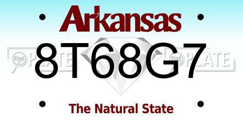 8T68G7 Arkansas License Plate