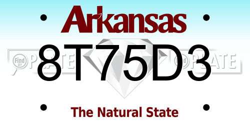 8T75D3 Arkansas License Plate
