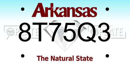 8T75Q3 Arkansas License Plate