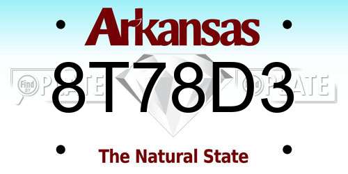8T78D3 Arkansas License Plate