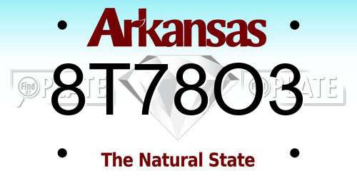 8T78O3 Arkansas License Plate