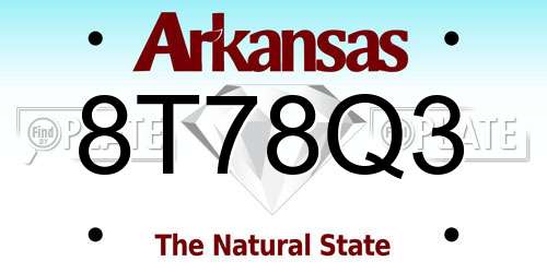 8T78Q3 Arkansas License Plate