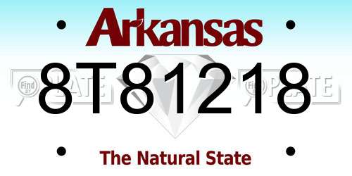 8T81218 Arkansas License Plate
