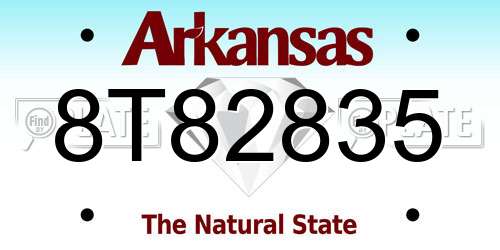 8T82835 Arkansas License Plate