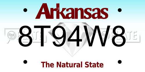 8T94W8 Arkansas License Plate