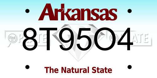 8T95O4 Arkansas License Plate