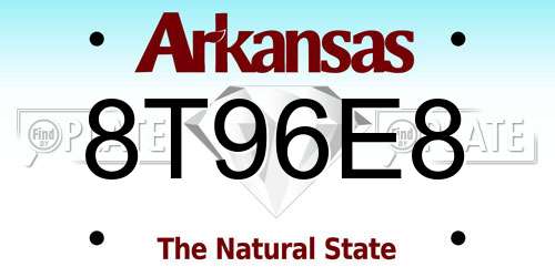 8T96E8 Arkansas License Plate