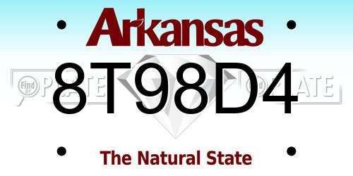 8T98D4 Arkansas License Plate