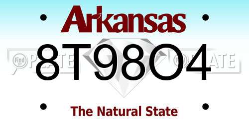 8T98O4 Arkansas License Plate