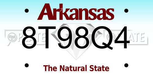 8T98Q4 Arkansas License Plate