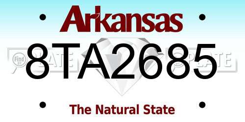 8TA2685 Arkansas License Plate
