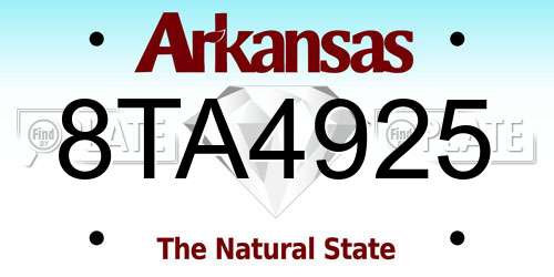 8TA4925 Arkansas License Plate