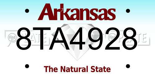 8TA4928 Arkansas License Plate