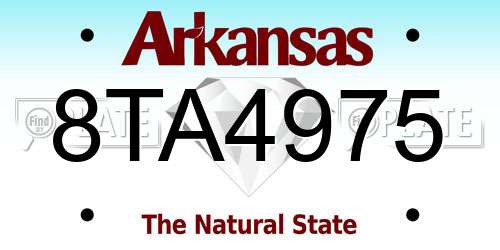 8TA4975 Arkansas License Plate
