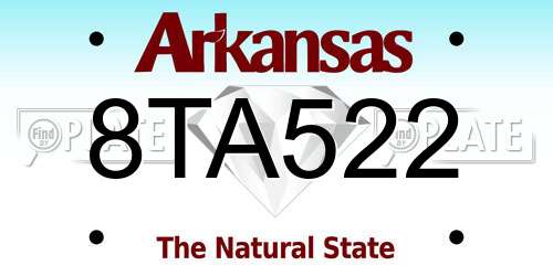 8TA522 Arkansas License Plate