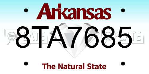 8TA7685 Arkansas License Plate