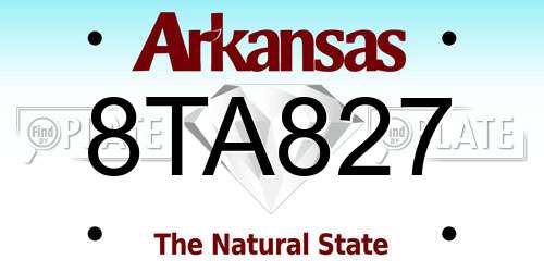 8TA827 Arkansas License Plate