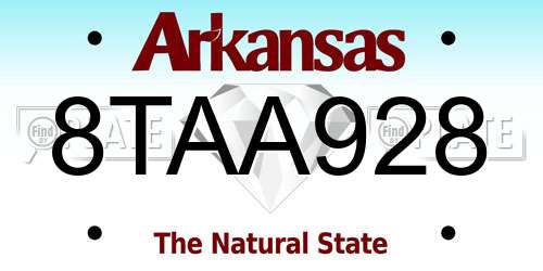 8TAA928 Arkansas License Plate