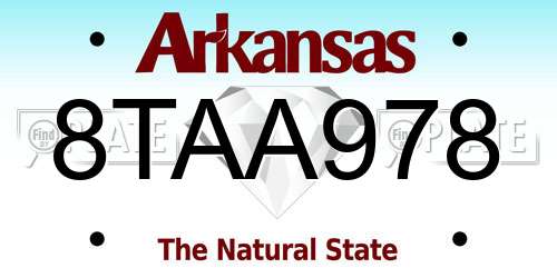8TAA978 Arkansas License Plate
