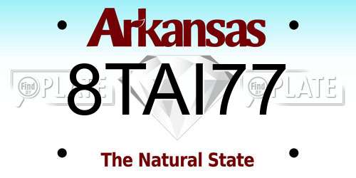 8TAI77 Arkansas License Plate