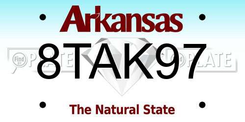 8TAK97 Arkansas License Plate