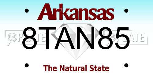 8TAN85 Arkansas License Plate