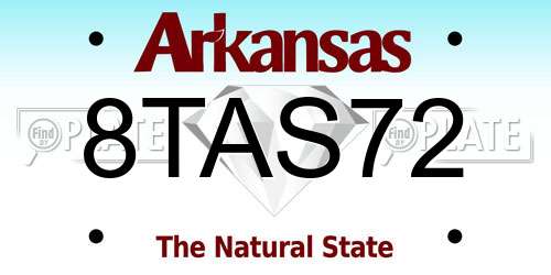 8TAS72 Arkansas License Plate