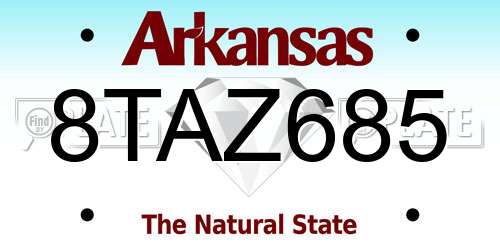 8TAZ685 Arkansas License Plate
