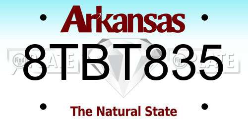 8TBT835 Arkansas License Plate